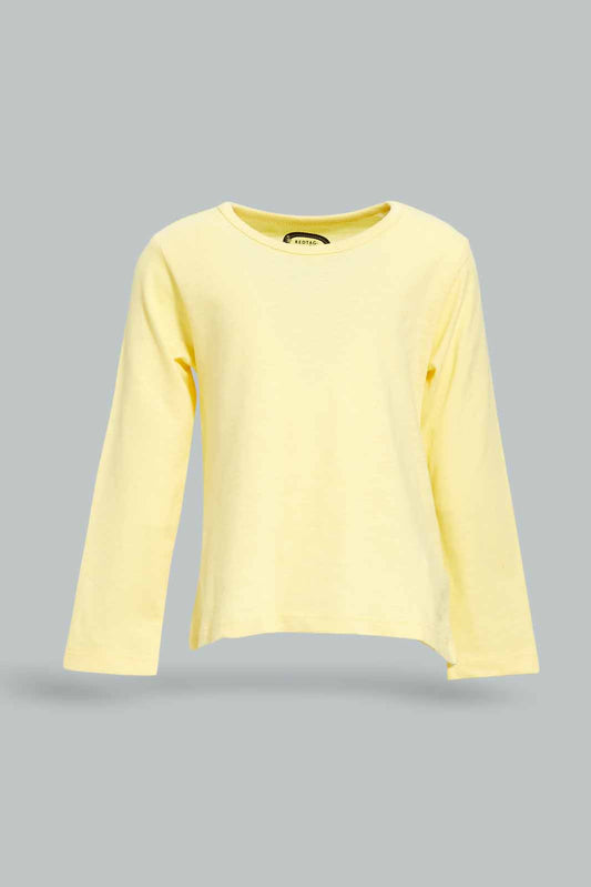 Redtag-Girls-Yellow-Solid-Tee-Category:T-Shirts,-Colour:Yellow,-Deals:New-In,-Dept:Girls,-Filter:Infant-Girls-(3-to-24-Mths),-ING-T-Shirts,-New-In-ING-APL,-Non-Sale,-S23A,-Section:Girls-(0-to-14Yrs),-TBL-Infant-Girls-3 to 24 Months