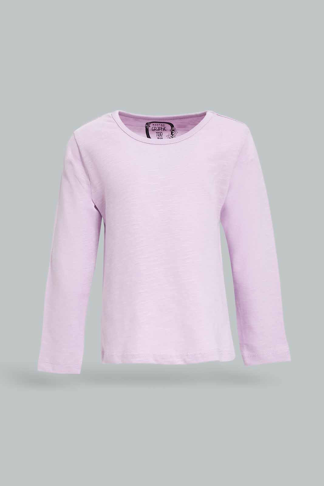 Redtag-Girls-Lilac-Solid-Tee-Category:T-Shirts,-Colour:Lilac,-Deals:New-In,-Dept:Girls,-Filter:Infant-Girls-(3-to-24-Mths),-ING-T-Shirts,-New-In-ING-APL,-Non-Sale,-S23A,-Section:Girls-(0-to-14Yrs),-TBL-Infant-Girls-3 to 24 Months