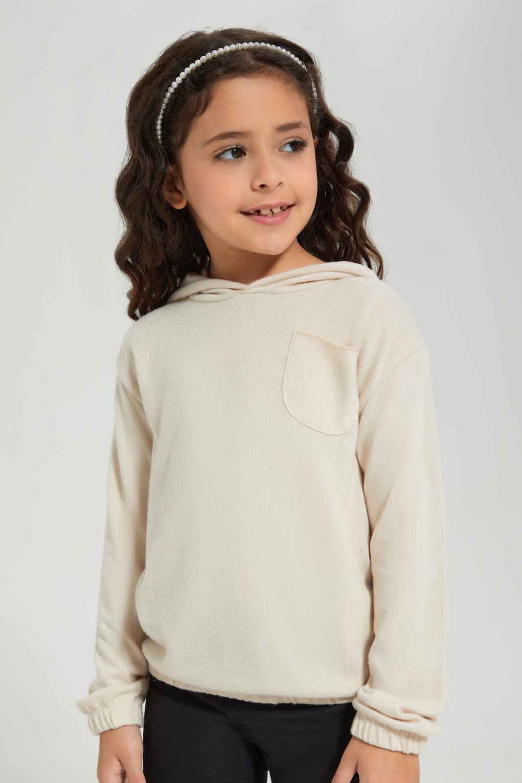 Redtag-Girls-Grey-Melange-T-Shirt-With-Hood-Category:T-Shirts,-Colour:Grey,-Deals:New-In,-Dept:Girls,-Filter:Girls-(2-to-8-Yrs),-GIR-T-Shirts,-New-In-GIR-APL,-Non-Sale,-Section:Girls-(0-to-14Yrs),-W22B-Girls-2 to 8 Years