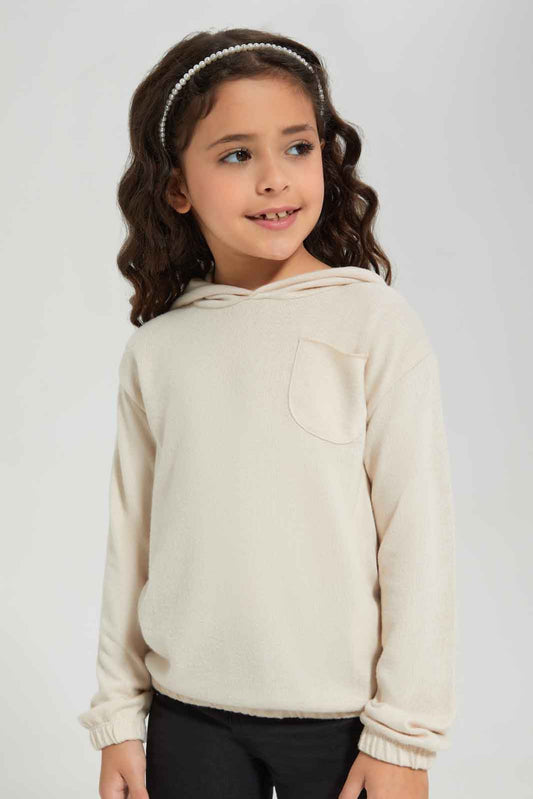 Redtag-Girls-Grey-Melange-T-Shirt-With-Hood-Category:T-Shirts,-Colour:Grey,-Deals:New-In,-Dept:Girls,-Filter:Girls-(2-to-8-Yrs),-GIR-T-Shirts,-New-In-GIR-APL,-Non-Sale,-Section:Girls-(0-to-14Yrs),-W22B-Girls-2 to 8 Years