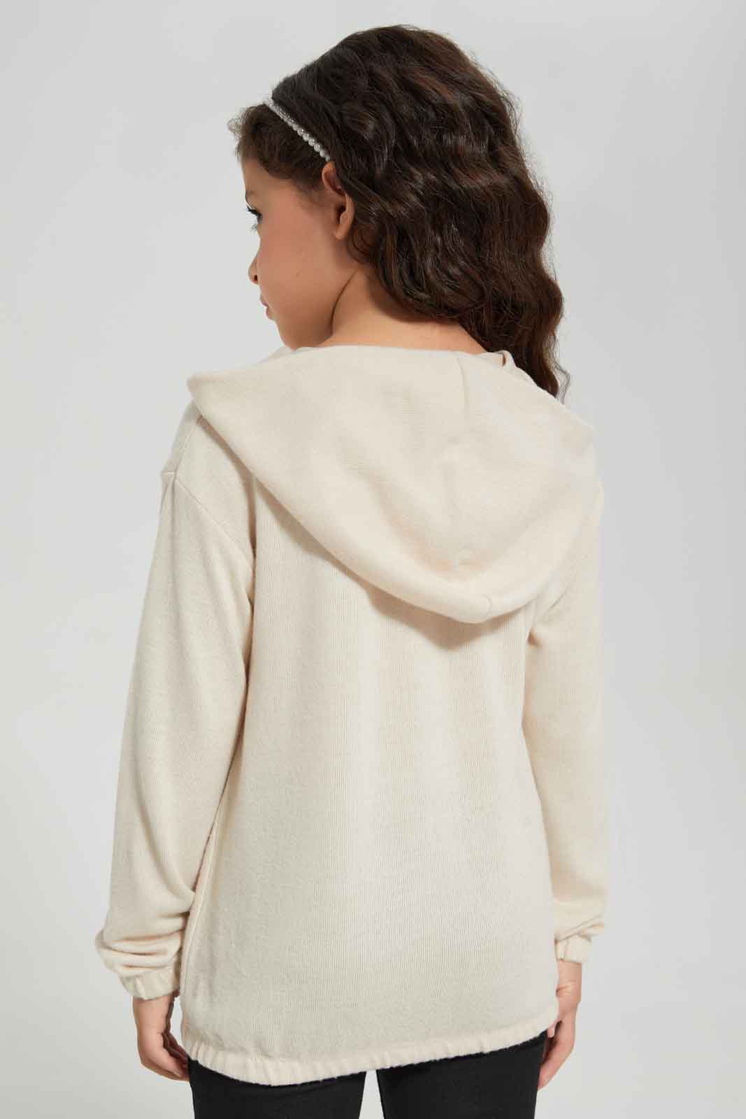 Redtag-Girls-Grey-Melange-T-Shirt-With-Hood-Category:T-Shirts,-Colour:Grey,-Deals:New-In,-Dept:Girls,-Filter:Girls-(2-to-8-Yrs),-GIR-T-Shirts,-New-In-GIR-APL,-Non-Sale,-Section:Girls-(0-to-14Yrs),-W22B-Girls-2 to 8 Years