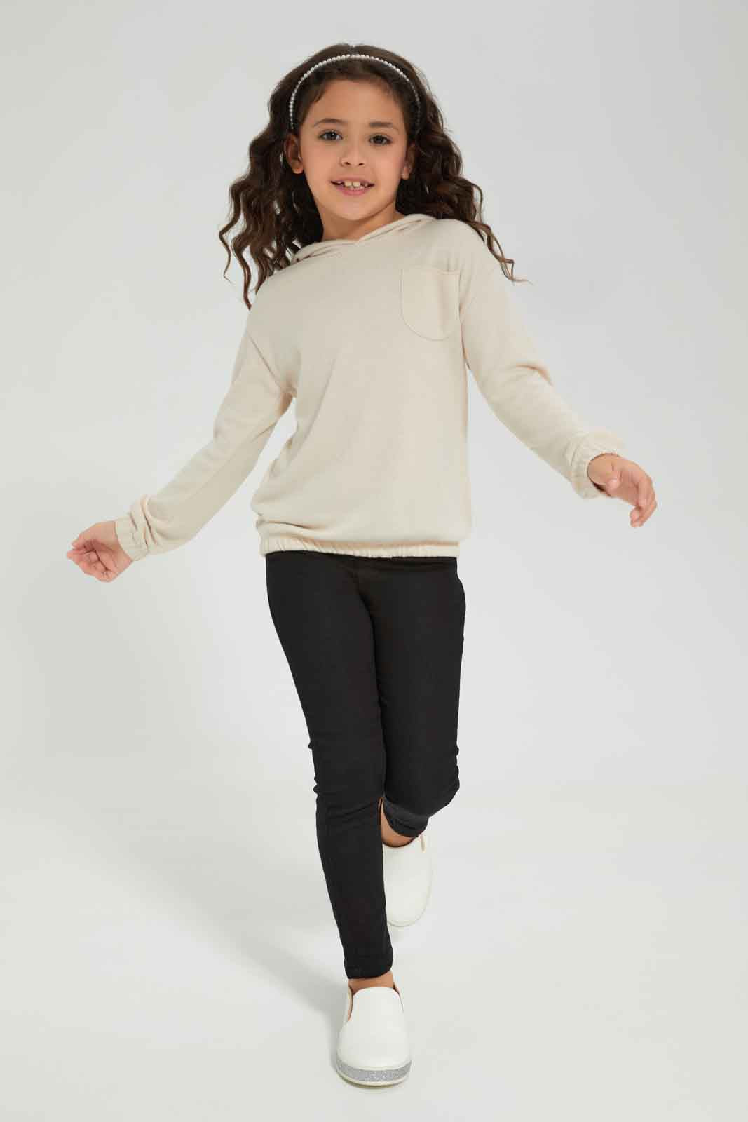 Redtag-Girls-Grey-Melange-T-Shirt-With-Hood-Category:T-Shirts,-Colour:Grey,-Deals:New-In,-Dept:Girls,-Filter:Girls-(2-to-8-Yrs),-GIR-T-Shirts,-New-In-GIR-APL,-Non-Sale,-Section:Girls-(0-to-14Yrs),-W22B-Girls-2 to 8 Years
