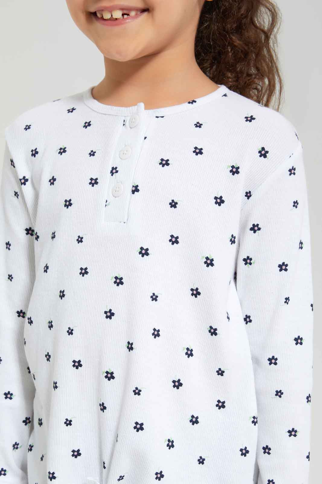 Redtag-Girls-White-Rib-T-Shirt-With-Aop-BTS,-Category:T-Shirts,-Colour:White,-Deals:New-In,-Dept:Girls,-Filter:Girls-(2-to-8-Yrs),-GIR-T-Shirts,-New-In-GIR-APL,-Non-Sale,-Section:Girls-(0-to-14Yrs),-W22B-Girls-2 to 8 Years