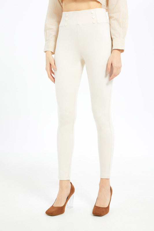 Redtag-Women-Beige-T-Shirts-Category:Leggings,-Colour:Beige,-Deals:New-In,-Dept:Ladieswear,-Filter:Women's-Clothing,-LDC,-LDC-Leggings,-New-In-LDC-APL,-Non-Sale,-S23B,-Section:Women,-TBL-Women's-