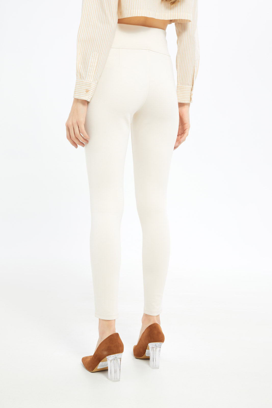 Redtag-Women-Beige-T-Shirts-Category:Leggings,-Colour:Beige,-Deals:New-In,-Dept:Ladieswear,-Filter:Women's-Clothing,-LDC,-LDC-Leggings,-New-In-LDC-APL,-Non-Sale,-S23B,-Section:Women,-TBL-Women's-