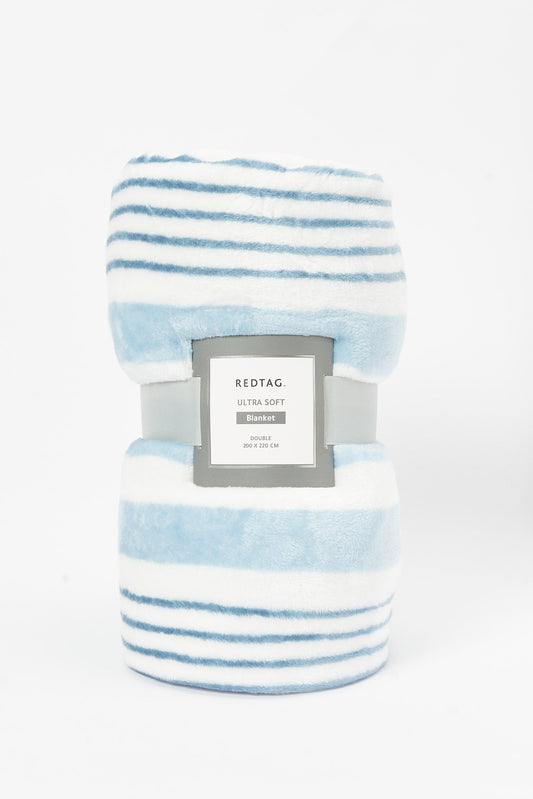 Redtag-Blue-Stripe-Print-Blanket-(Double-Size)-Category:Blankets,-Colour:Blue,-Deals:New-In,-Dept:Home,-Filter:Home-Bedroom,-HMW-BED-Blankets,-New-In-HMW-BED,-Non-Sale,-S23B,-Section:Homewares-Home-Bedroom-