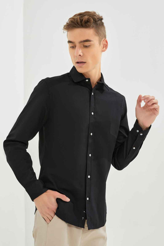 Redtag-Men-Black-L/S-Oxford-Shirt-Category:Shirts,-Colour:Black,-Deals:New-In,-Dept:Menswear,-Filter:Men's-Clothing,-Men-Shirts,-New-In-Men-APL,-Non-Sale,-S23A,-Section:Men,-TBL-Men's-