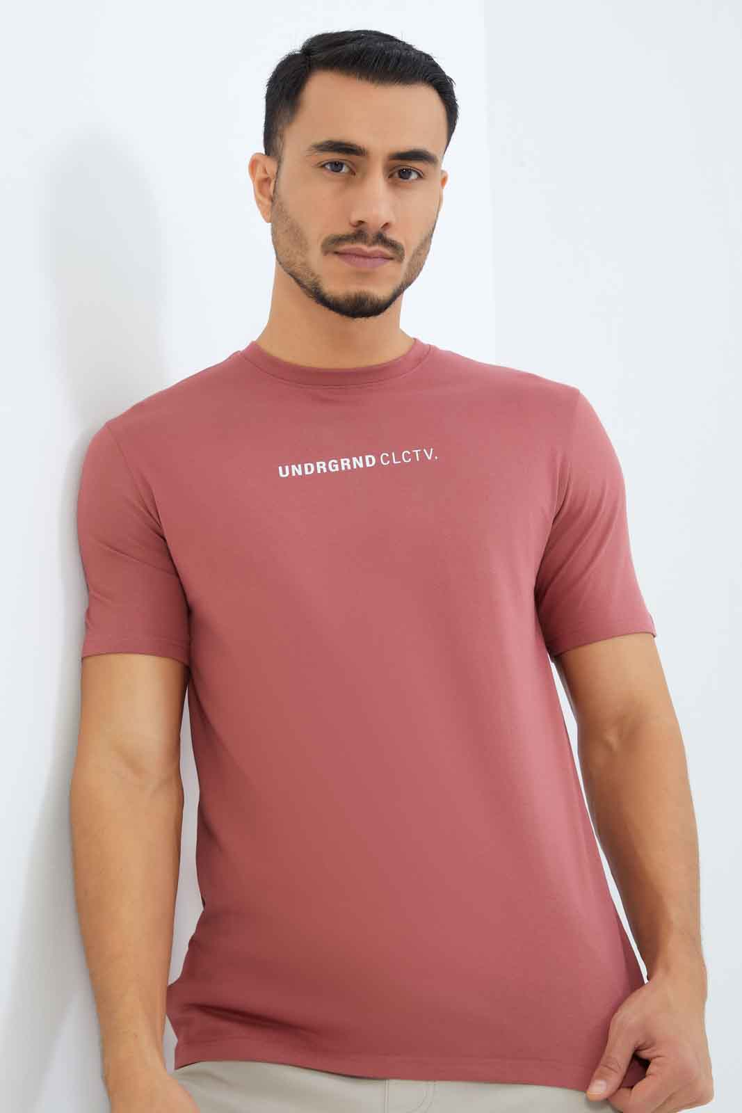 Redtag-Men-Burgandy-Slogan-T-Shirt-Category:T-Shirts,-Colour:Burgundy,-Deals:New-In,-Dept:Menswear,-Filter:Men's-Clothing,-Men-T-Shirts,-New-In-Men-APL,-Non-Sale,-S23B,-Section:Men-Men's-