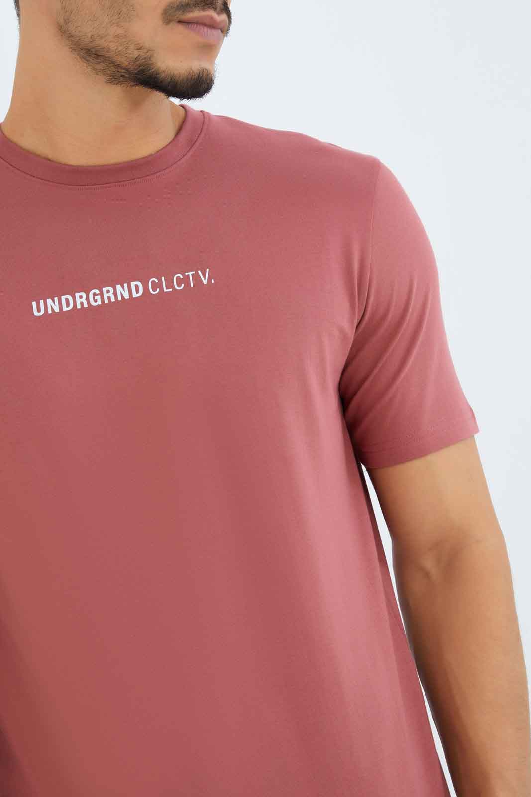 Redtag-Men-Burgandy-Slogan-T-Shirt-Category:T-Shirts,-Colour:Burgundy,-Deals:New-In,-Dept:Menswear,-Filter:Men's-Clothing,-Men-T-Shirts,-New-In-Men-APL,-Non-Sale,-S23B,-Section:Men-Men's-