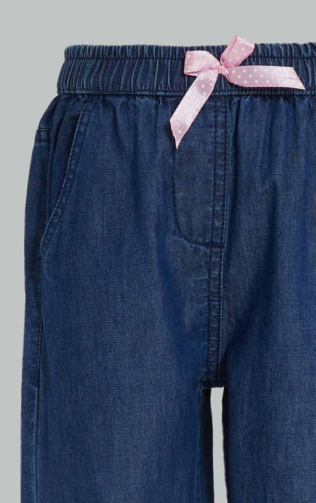 Redtag-Girls-Dark-Wash-Solid-Harem-Jeans-Category:Jeans,-Colour:Dark-Wash,-Deals:New-In,-Dept:Girls,-Filter:Infant-Girls-(3-to-24-Mths),-ING-Jeans,-New-In-ING-APL,-Non-Sale,-S23A,-Section:Girls-(0-to-14Yrs),-VLM-Infant-Girls-3 to 24 Months