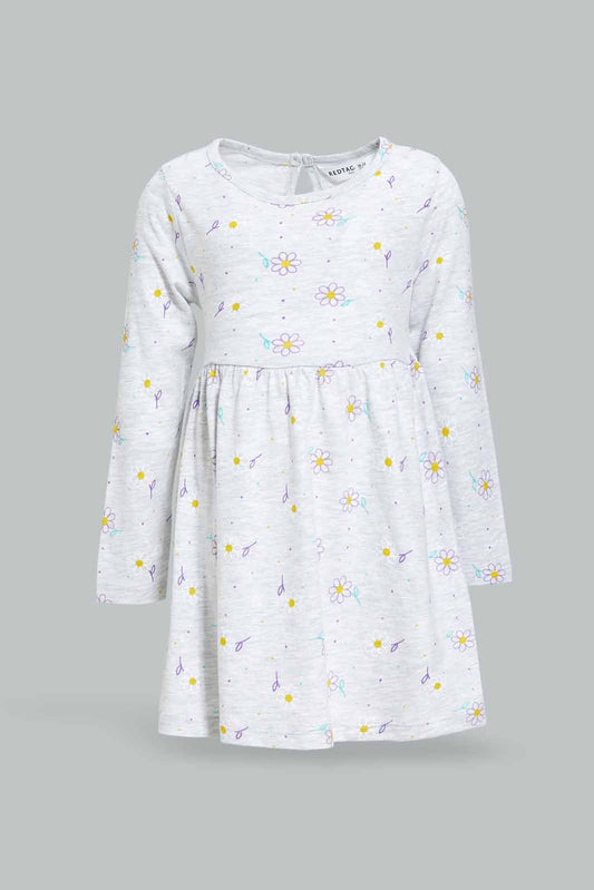 Redtag-Girls-Pale-Grey-Aop-Knitted-Dress-Category:Dresses,-Colour:Grey,-Deals:New-In,-Dept:Girls,-Filter:Infant-Girls-(3-to-24-Mths),-ING-Dresses,-New-In-ING-APL,-Non-Sale,-S23A,-Section:Girls-(0-to-14Yrs),-VLM-Infant-Girls-3 to 24 Months
