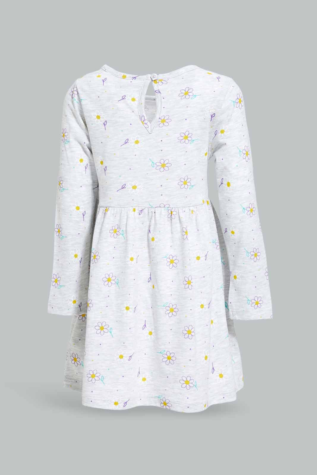 Redtag-Girls-Pale-Grey-Aop-Knitted-Dress-Category:Dresses,-Colour:Grey,-Deals:New-In,-Dept:Girls,-Filter:Infant-Girls-(3-to-24-Mths),-ING-Dresses,-New-In-ING-APL,-Non-Sale,-S23A,-Section:Girls-(0-to-14Yrs),-VLM-Infant-Girls-3 to 24 Months