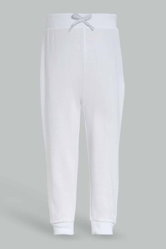 Redtag-Girls-White-Solid-Active-Pant-Category:Joggers,-Colour:White,-Deals:New-In,-Dept:Girls,-Filter:Infant-Girls-(3-to-24-Mths),-ING-Joggers,-New-In-ING-APL,-Non-Sale,-S23A,-Section:Girls-(0-to-14Yrs),-TBL-Infant-Girls-3 to 24 Months