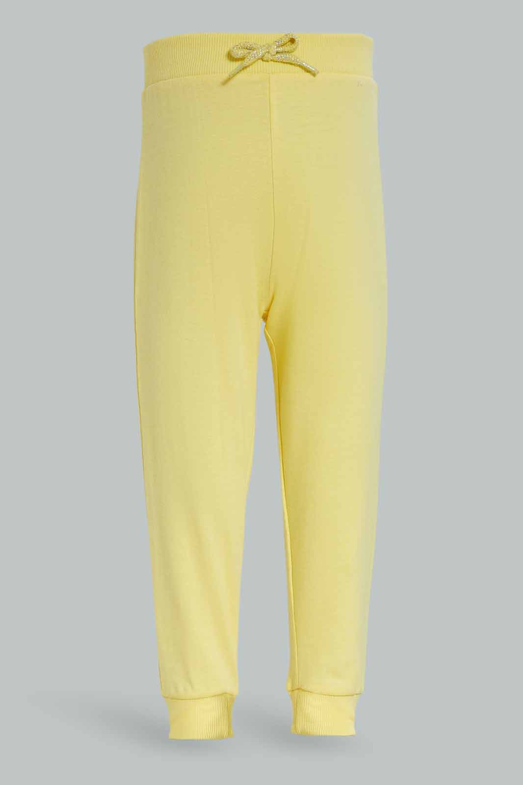 Redtag-Girls-Yellow-Solid-Active-Pant-Category:Joggers,-Colour:Yellow,-Deals:New-In,-Dept:Girls,-Filter:Infant-Girls-(3-to-24-Mths),-ING-Joggers,-New-In-ING-APL,-Non-Sale,-S23A,-Section:Girls-(0-to-14Yrs),-TBL-Infant-Girls-3 to 24 Months