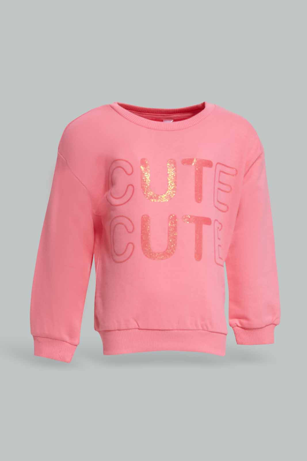 Redtag-Girls-Pink-Placement-Print-Sweat-Top-With-Legging-Category:Jog-Sets,-Colour:Apricot,-Deals:New-In,-Dept:Girls,-Filter:Infant-Girls-(3-to-24-Mths),-ING-Jog-Sets,-New-In-ING-APL,-Non-Sale,-S23A,-Section:Girls-(0-to-14Yrs),-VLM-Infant-Girls-3 to 24 Months