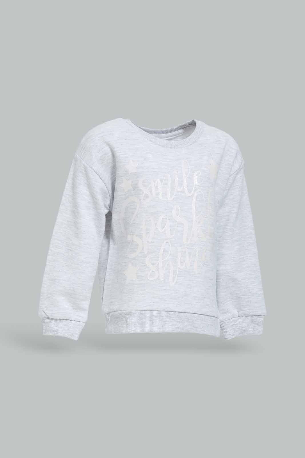 Redtag-Girls-Pale-Grey-Marl-Placement-Print-Sweat-Top-With-Legging-Category:Jog-Sets,-Colour:Grey,-Deals:New-In,-Dept:Girls,-Filter:Infant-Girls-(3-to-24-Mths),-ING-Jog-Sets,-New-In-ING-APL,-Non-Sale,-S23A,-Section:Girls-(0-to-14Yrs),-VLM-Infant-Girls-3 to 24 Months