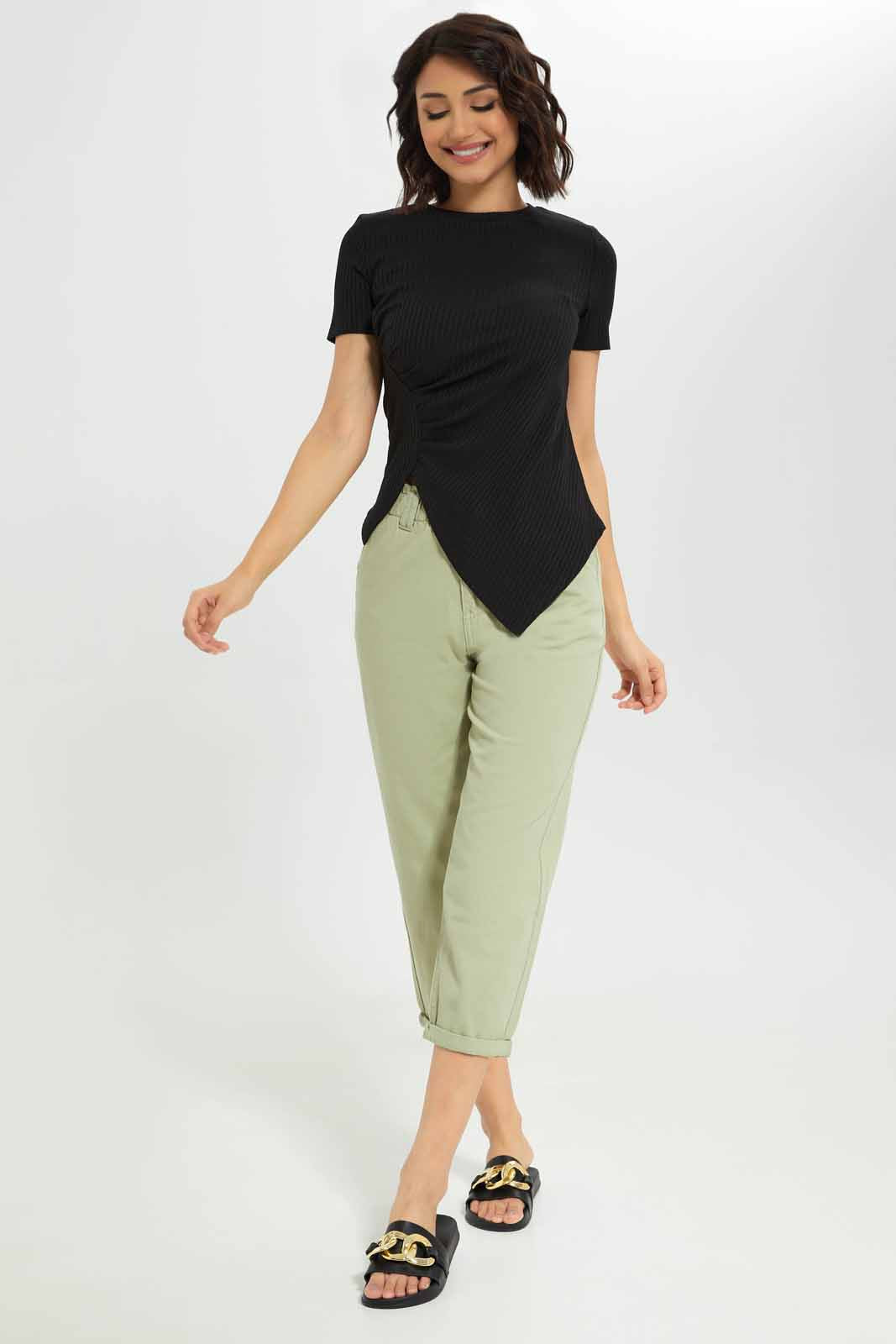 Redtag-Women-Asym-Rib-Tee-Category:Tops,-Colour:Black,-Deals:New-In,-Dept:Ladieswear,-Filter:Women's-Clothing,-KSH,-New-In-Women-APL,-Non-Sale,-S23A,-Section:Women,-Women-Tops-Women's-