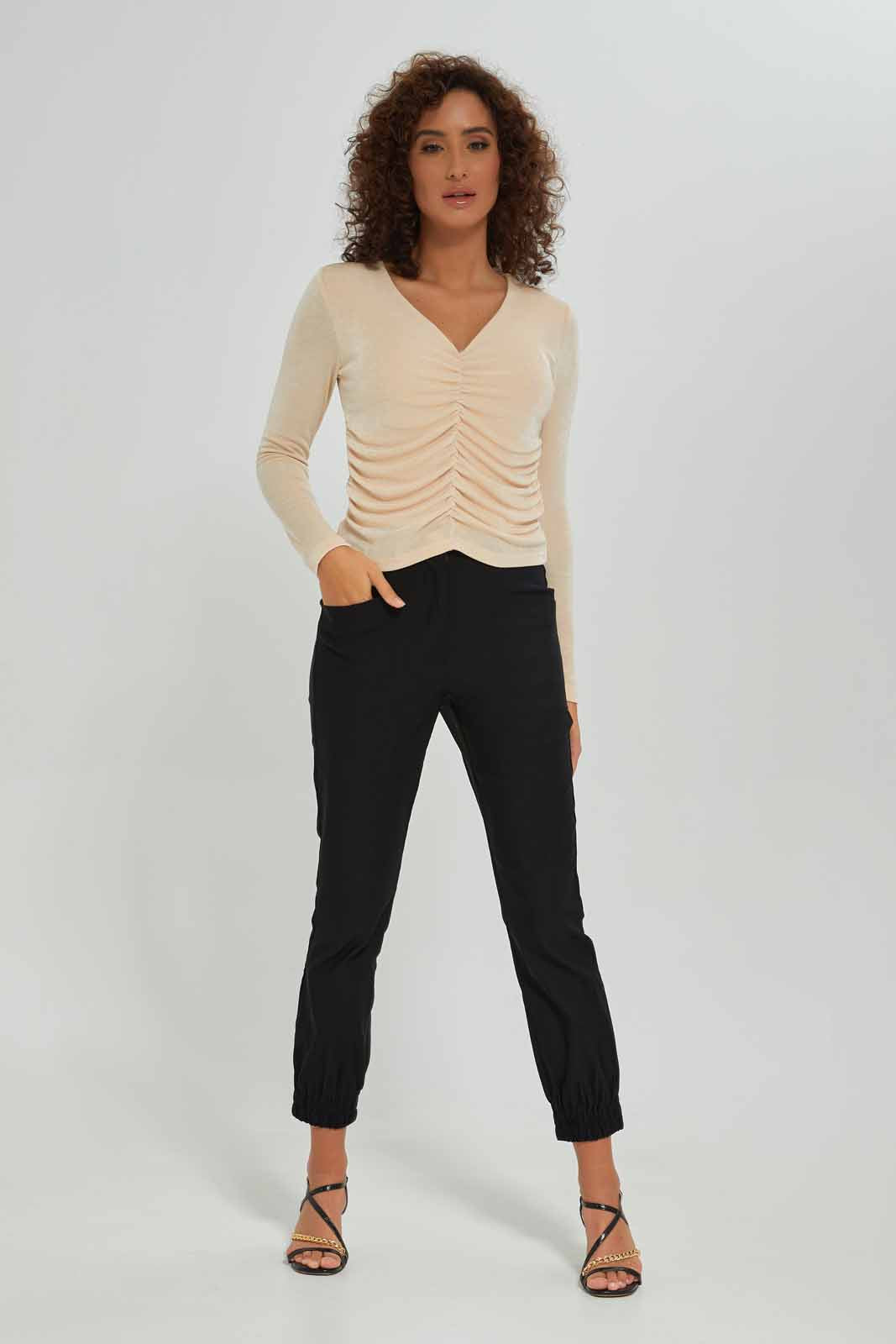 Redtag-Women-Ruch-Detail-Slinky-Top-Category:Tops,-Colour:Cream,-Deals:New-In,-Dept:Ladieswear,-Filter:Women's-Clothing,-New-In-Women-APL,-Non-Sale,-S23A,-Section:Women,-Women-Tops-Women's-