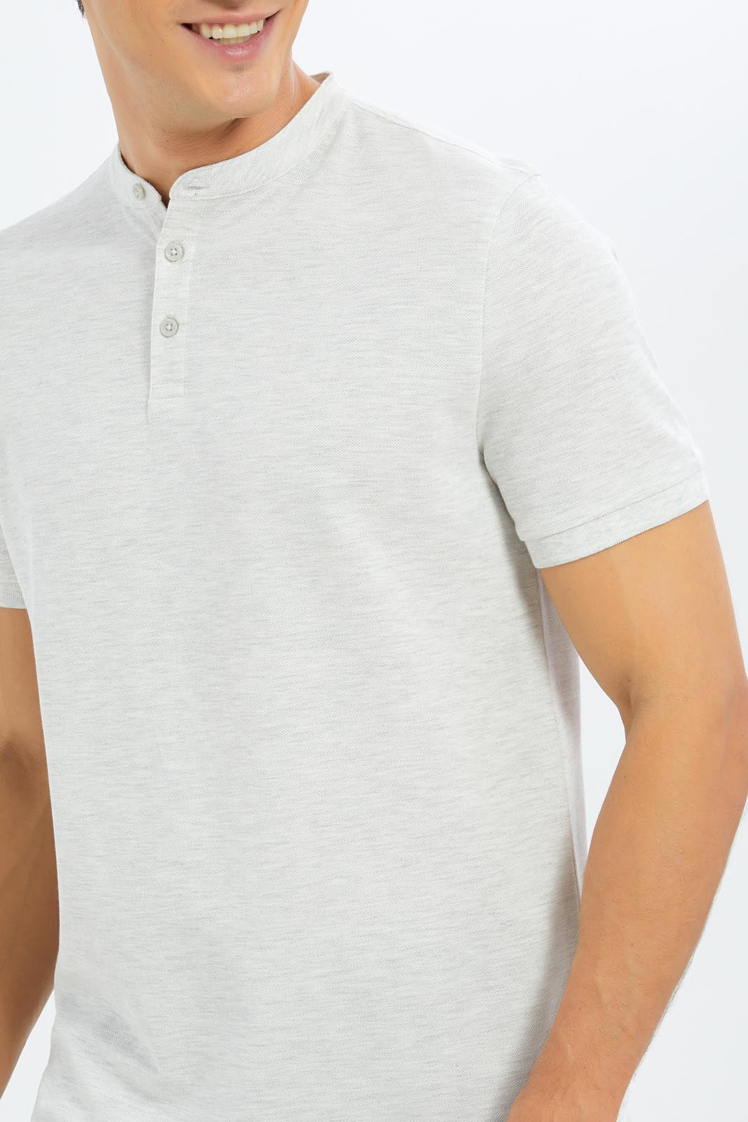 Redtag-Men-Ecru-Mao-Collar-Polo-Shirt-Category:Polo-T-Shirts,-Colour:Ecru,-Deals:New-In,-Dept:Menswear,-Filter:Men's-Clothing,-Men-Polo-T-Shirts,-New-In-Men-APL,-Non-Sale,-S23C,-Section:Men,-TBL-Men's-