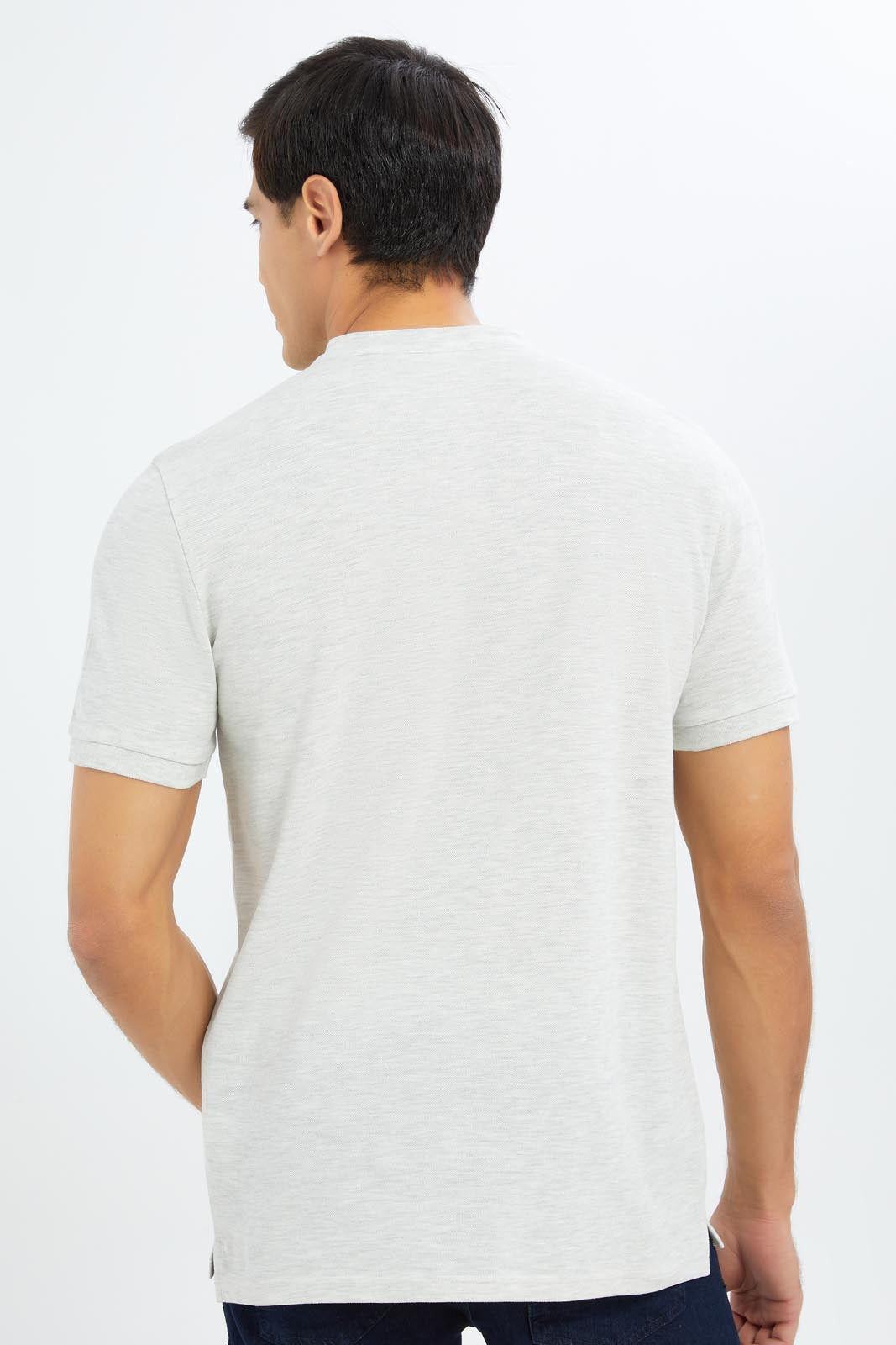 Redtag-Men-Ecru-Mao-Collar-Polo-Shirt-Category:Polo-T-Shirts,-Colour:Ecru,-Deals:New-In,-Dept:Menswear,-Filter:Men's-Clothing,-Men-Polo-T-Shirts,-New-In-Men-APL,-Non-Sale,-S23C,-Section:Men,-TBL-Men's-