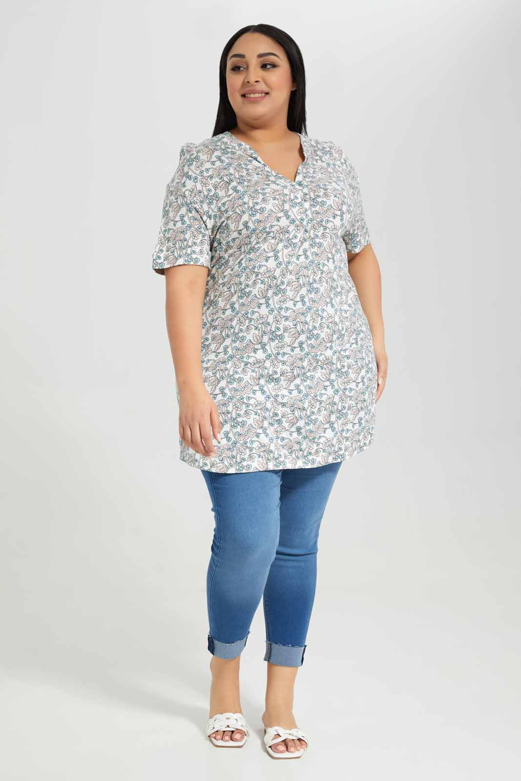 Redtag-Women-Floral-Printed-Ivory-Jersey-Top-Category:Tops,-Colour:Assorted,-Deals:New-In,-Filter:Plus-Size,-LDP-Tops,-New-In-LDP-APL,-Non-Sale,-Section:Women,-W22B-Women's-