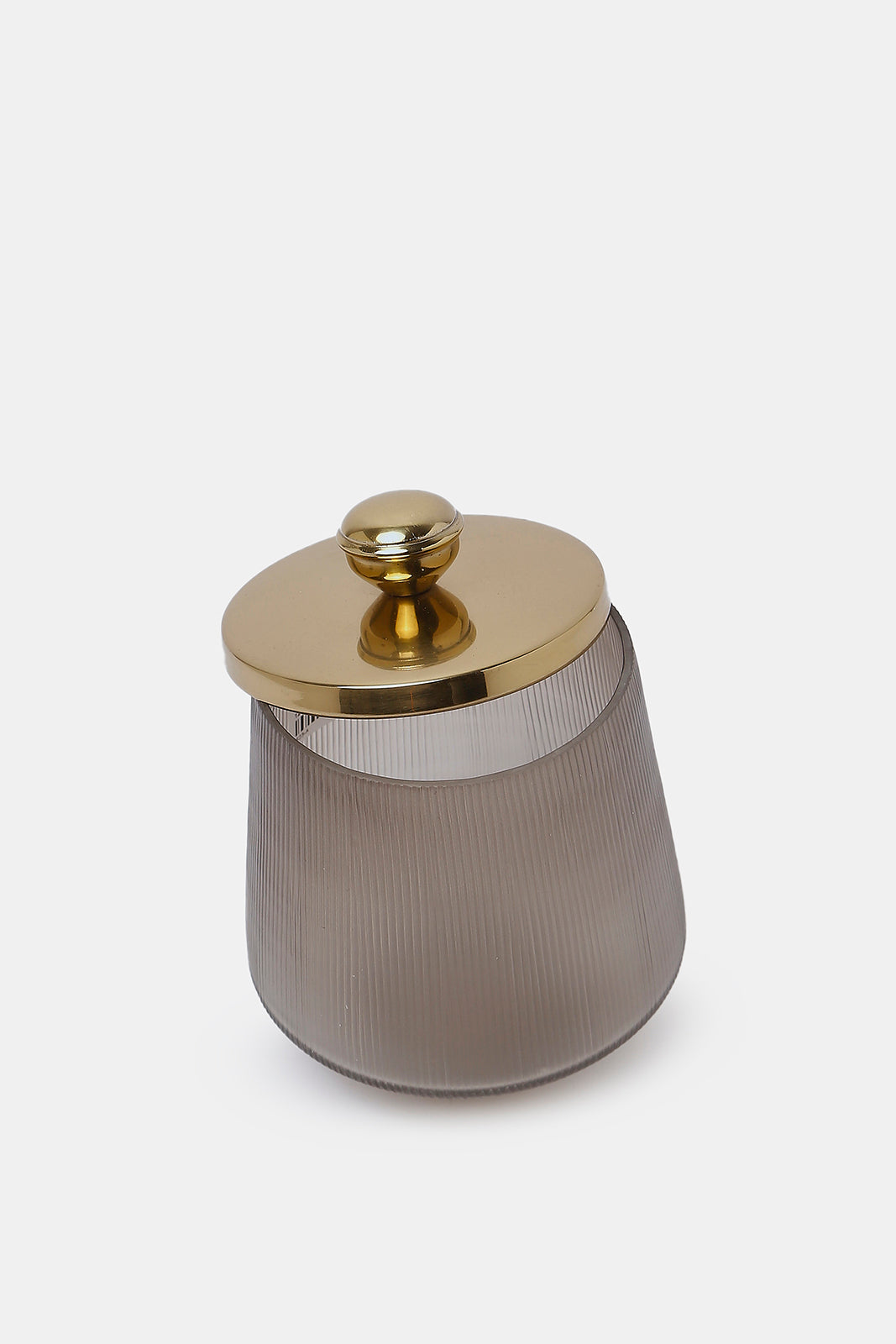 Redtag-Grey-And-Gold-Glass-Cotton-Jar-Category:Bathroom-Accessories,-Colour:Gold,-Colour:Grey,-Deals:2-FOR-89,-Deals:New-In,-Dept:Home,-Filter:Home-Bathroom,-HMW-BAC-Bath-Accessories,-New-In-HMW-BAC,-Non-Sale,-S23A,-Section:Homewares-Home-Bathroom-