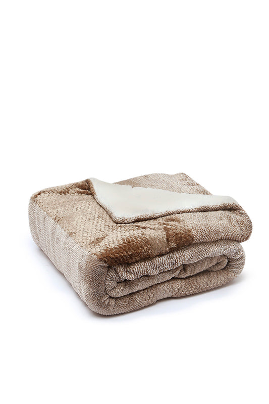 Redtag-Beige-Textured-Reversible-Throw-Category:Throws,-Colour:Beige,-Deals:New-In,-Dept:Home,-Filter:Home-Bedroom,-HMW-BED-Throws,-New-In-HMW-BED,-Non-Sale,-S23A,-Section:Homewares-Home-Bedroom-