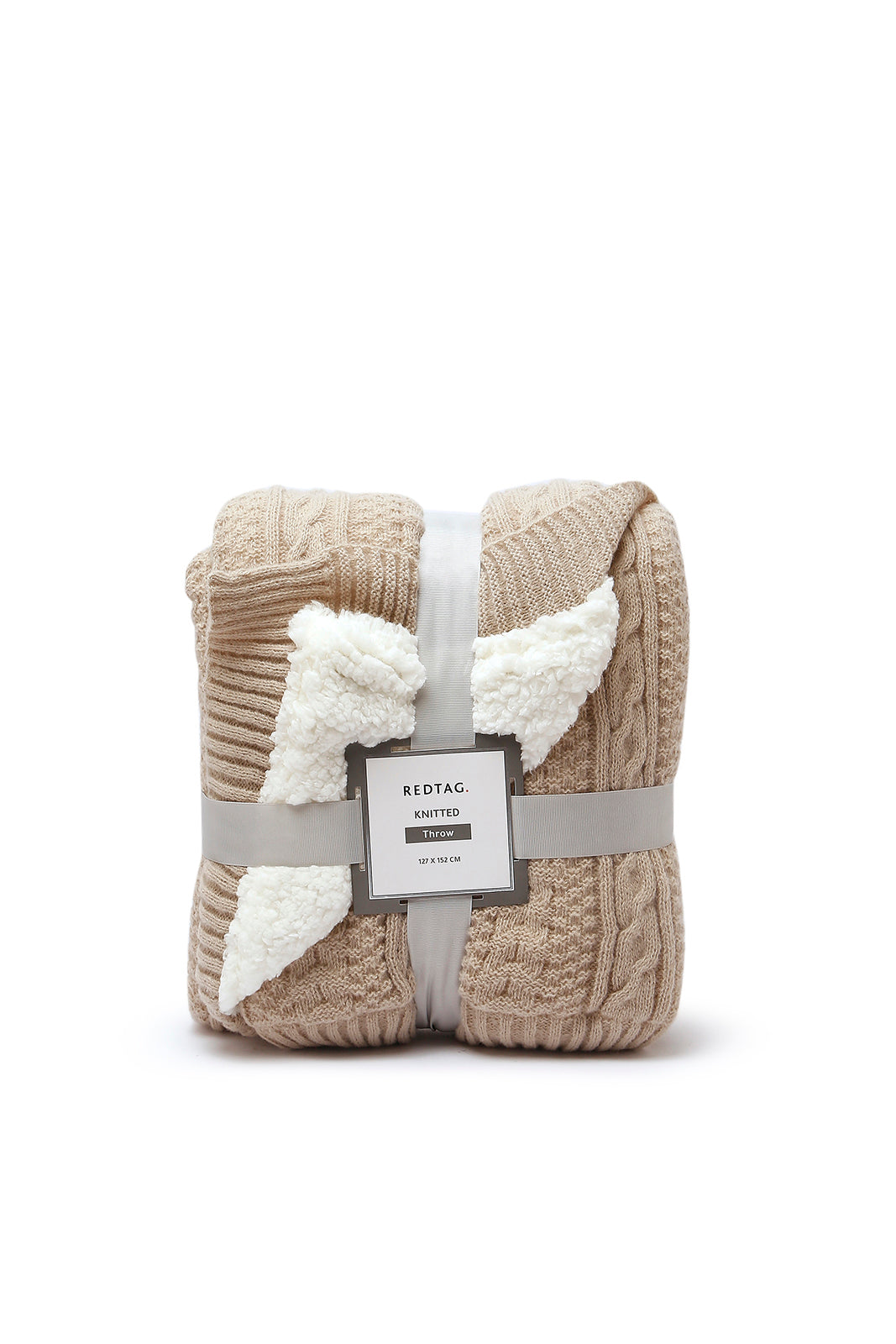 Redtag-Beige-Knit/Sherpa-Reversible-Throw-Category:Throws,-Colour:Beige,-Deals:New-In,-Dept:Home,-Filter:Home-Bedroom,-HMW-BED-Throws,-New-In-HMW-BED,-Non-Sale,-S23A,-Section:Homewares-Home-Bedroom-