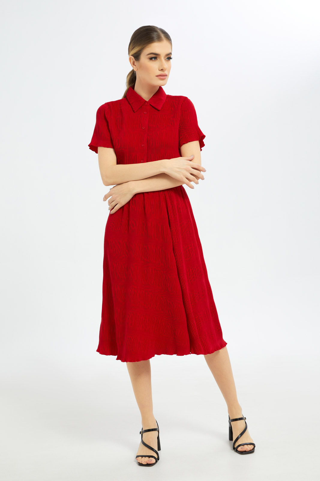 Redtag-Women-Red-Pleated-Skirt-Category:Skirts,-Colour:Red,-Deals:New-In,-Dept:Ladieswear,-Filter:Women's-Clothing,-LDC,-LDC-Skirts,-New-In-LDC-APL,-Non-Sale,-S23C,-Section:Women-Women's-