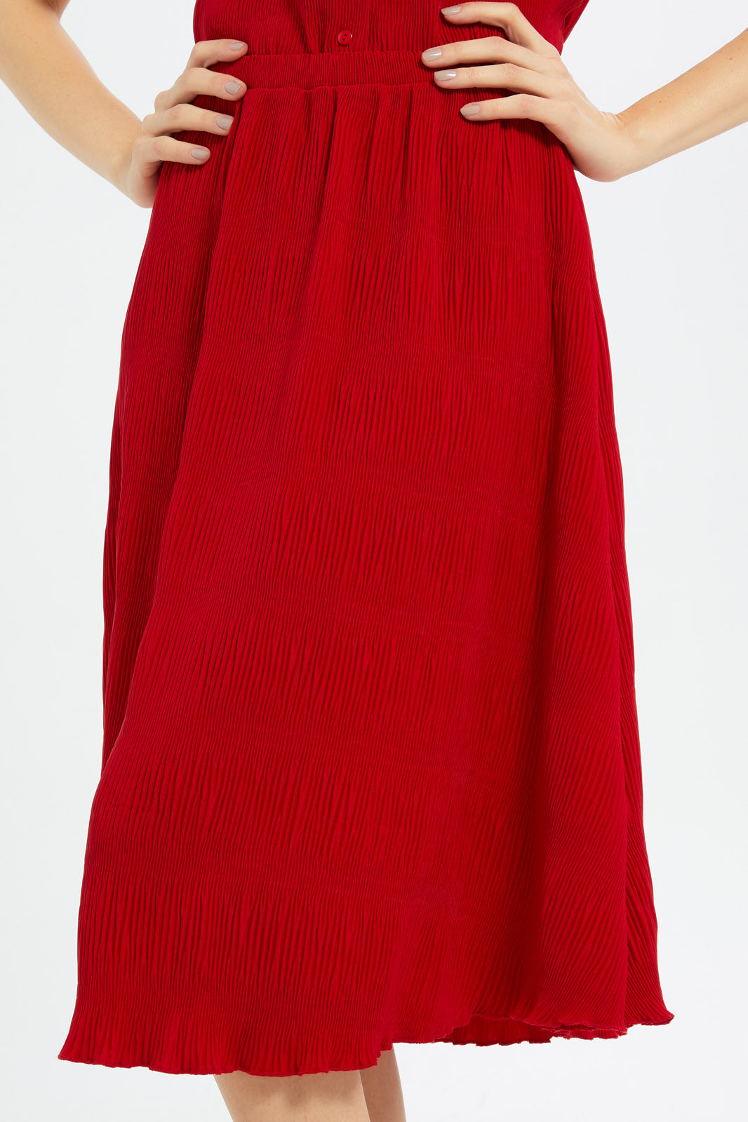 Redtag-Women-Red-Pleated-Skirt-Category:Skirts,-Colour:Red,-Deals:New-In,-Dept:Ladieswear,-Filter:Women's-Clothing,-LDC,-LDC-Skirts,-New-In-LDC-APL,-Non-Sale,-S23C,-Section:Women-Women's-