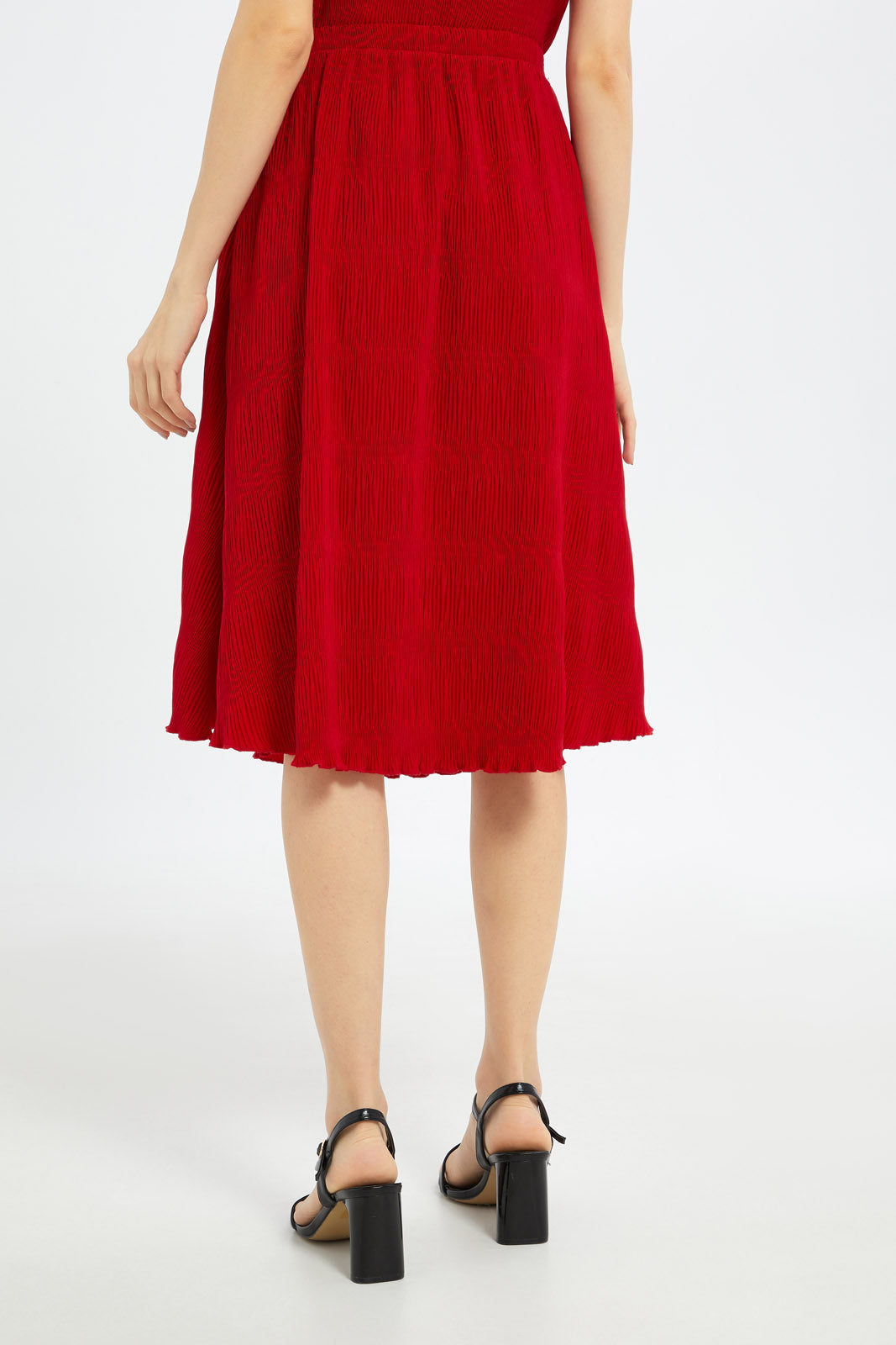 Redtag-Women-Red-Pleated-Skirt-Category:Skirts,-Colour:Red,-Deals:New-In,-Dept:Ladieswear,-Filter:Women's-Clothing,-LDC,-LDC-Skirts,-New-In-LDC-APL,-Non-Sale,-S23C,-Section:Women-Women's-