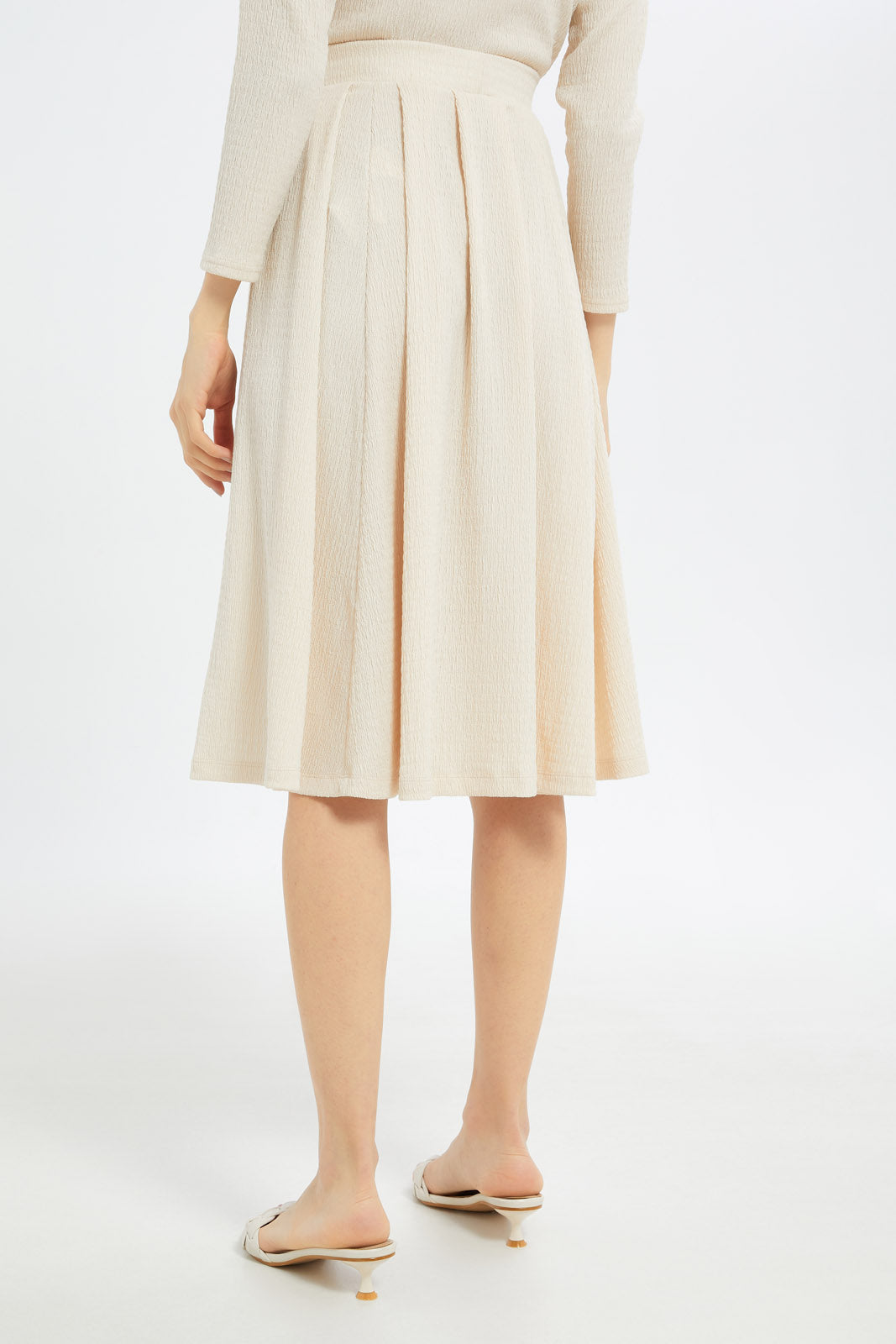 Redtag-Women-Beige-Textured-Pleated-Skirt-Category:Skirts,-Colour:Beige,-Deals:New-In,-Dept:Ladieswear,-Filter:Women's-Clothing,-LDC,-LDC-Skirts,-New-In-LDC-APL,-Non-Sale,-S23C,-Section:Women-Women's-