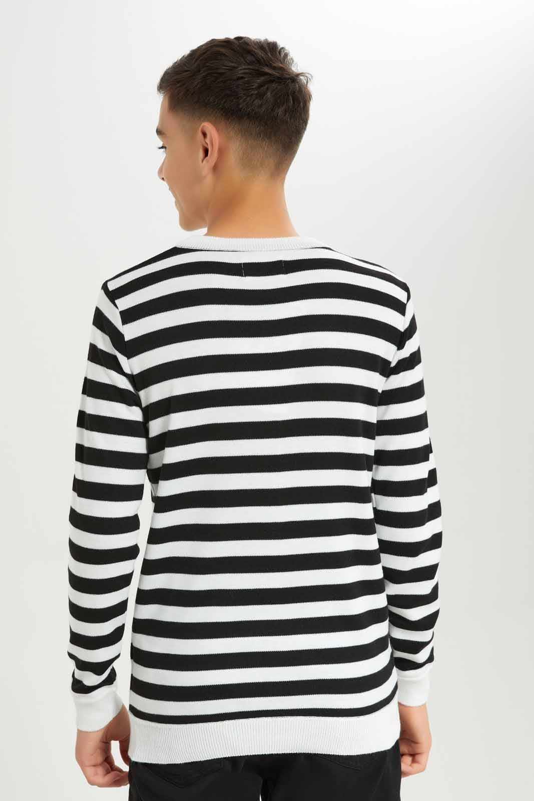Redtag-Boys-White-Stripe-Pullover-2FOR89,-BSR-Pullovers,-Category:Pullovers,-Colour:White,-Deals:2-FOR-89,-Deals:New-In,-Dept:Boys,-Filter:Senior-Boys-(8-to-14-Yrs),-New-In-BSR-APL,-Non-Sale,-S23A,-Section:Boys-(0-to-14Yrs),-TBL-Senior-Boys-9 to 14 Years
