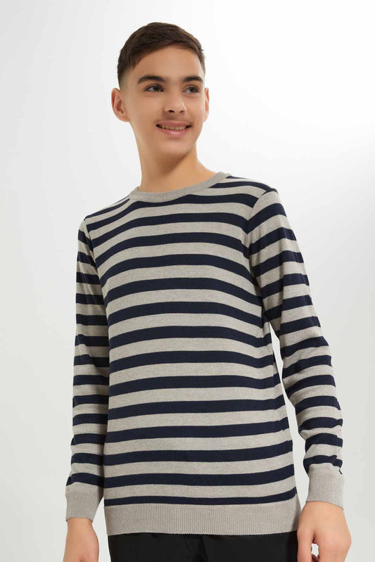 Redtag-Boys-Beige-Stripe-Pullover-2FOR89,-BSR-Pullovers,-Category:Pullovers,-Colour:Beige,-Deals:2-FOR-89,-Deals:New-In,-Dept:Boys,-Filter:Senior-Boys-(8-to-14-Yrs),-New-In-BSR-APL,-Non-Sale,-S23A,-Section:Boys-(0-to-14Yrs),-TBL-Senior-Boys-9 to 14 Years