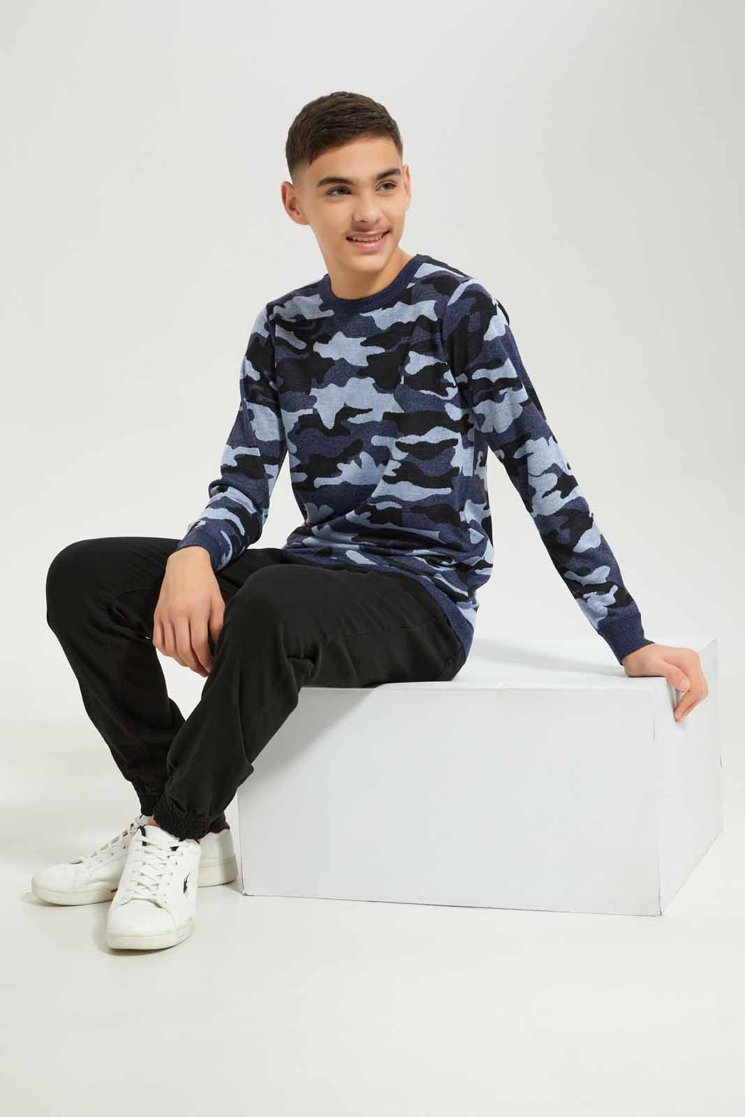 Redtag-Boys-Blue-Camo-Pullover-BSR-Pullovers,-Category:Pullovers,-Colour:Blue,-Deals:New-In,-Dept:Boys,-Filter:Senior-Boys-(8-to-14-Yrs),-New-In-BSR-APL,-Non-Sale,-S23A,-Section:Boys-(0-to-14Yrs),-TBL-Senior-Boys-9 to 14 Years