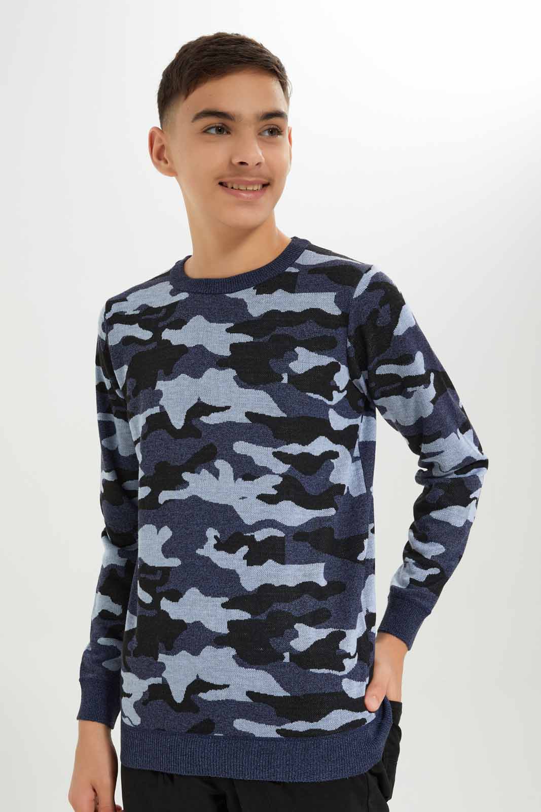Redtag-Boys-Blue-Camo-Pullover-BSR-Pullovers,-Category:Pullovers,-Colour:Blue,-Deals:New-In,-Dept:Boys,-Filter:Senior-Boys-(8-to-14-Yrs),-New-In-BSR-APL,-Non-Sale,-S23A,-Section:Boys-(0-to-14Yrs),-TBL-Senior-Boys-9 to 14 Years