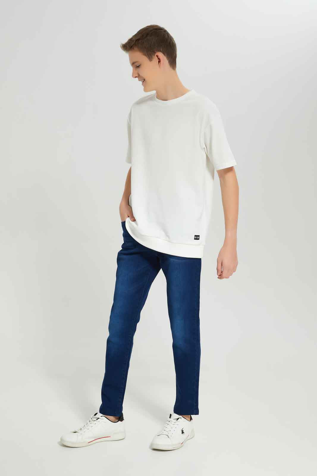 Redtag-Boys-White-Pique-Oversize-Sweatshirt-BSR-Sweatshirts,-Category:Sweatshirts,-Colour:White,-Deals:New-In,-Dept:Boys,-Filter:Senior-Boys-(8-to-14-Yrs),-New-In-BSR-APL,-Non-Sale,-S23A,-Section:Boys-(0-to-14Yrs),-TBL-Senior-Boys-9 to 14 Years