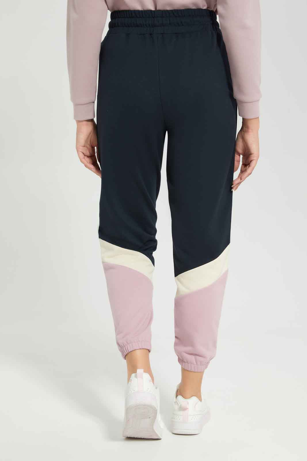 Redtag-Women-Black-Color-Block-Terry-Jogger-Category:Joggers,-Colour:Black,-Deals:New-In,-Filter:Women's-Clothing,-New-In-Women-APL,-Non-Sale,-Section:Women,-W22B,-Women-Joggers-Women's-