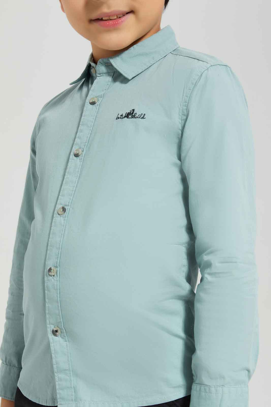 Redtag-Boys-Mint-Long-Sleeve-Poplin-Shirt-BOY-Shirts,-Category:Shirts,-Colour:Mint,-Deals:New-In,-Dept:Boys,-Filter:Boys-(2-to-8-Yrs),-New-In-BOY-APL,-Non-Sale,-Section:Boys-(0-to-14Yrs),-VLM,-W22B-Boys-2 to 8 Years