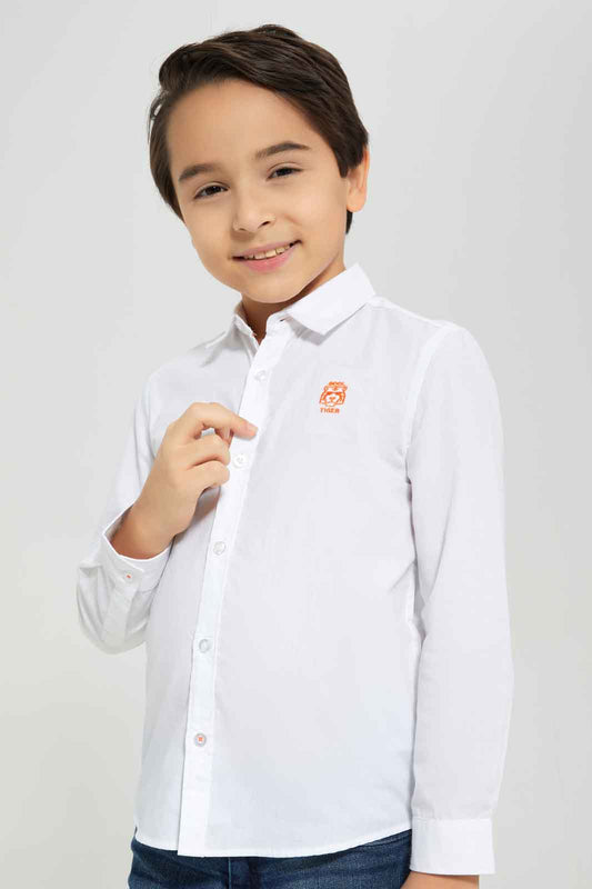 Redtag-Boys-White-Long-Sleeve-Poplin-Shirt-BOY-Shirts,-BTS,-Category:Shirts,-Colour:White,-Deals:New-In,-Dept:Boys,-Filter:Boys-(2-to-8-Yrs),-New-In-BOY-APL,-Non-Sale,-Section:Boys-(0-to-14Yrs),-VLM,-W22B-Boys-2 to 8 Years