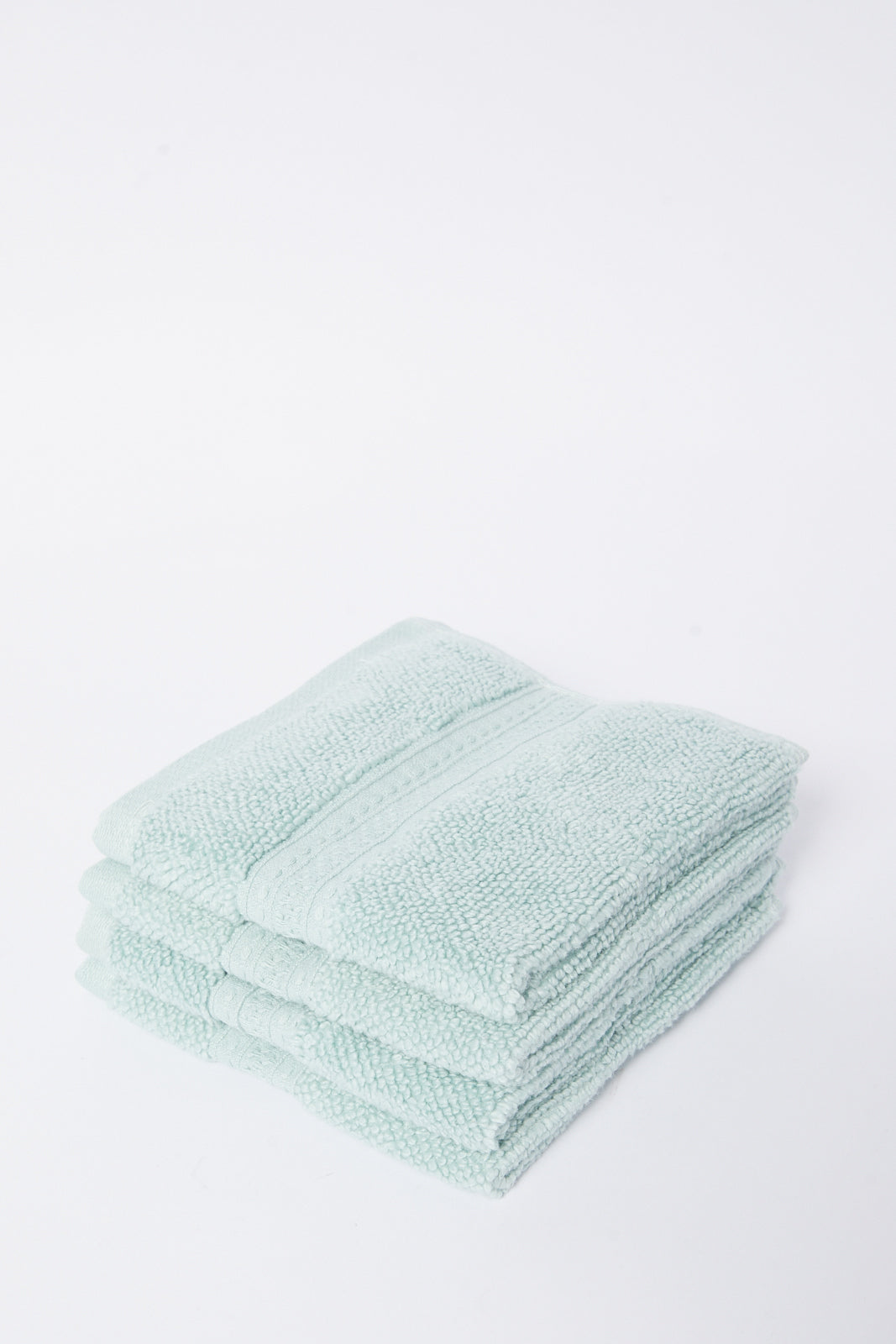 Redtag-Mint-Textured-Cotton-Face-Towel-Set-(4-Piece)-Category:Towels,-Colour:Mint,-Deals:New-In,-Dept:Home,-Filter:Home-Bathroom,-HMW-BAC-Towels,-New-In-HMW-BAC,-Non-Sale,-S23A,-Section:Homewares-Home-Bathroom-