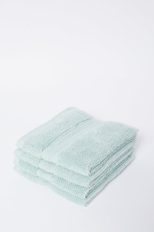 Redtag-Mint-Textured-Cotton-Face-Towel-Set-(4-Piece)-Category:Towels,-Colour:Mint,-Deals:New-In,-Dept:Home,-Filter:Home-Bathroom,-HMW-BAC-Towels,-New-In-HMW-BAC,-Non-Sale,-S23A,-Section:Homewares-Home-Bathroom-