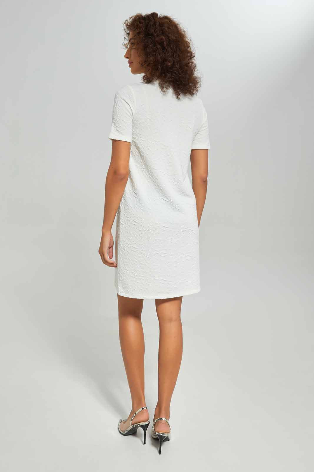 Redtag-Women-Cream-Solid-Jacquard-Shift-Dress-Category:Dresses,-Colour:Cream,-Deals:New-In,-Dept:Ladieswear,-Filter:Women's-Clothing,-KSH,-New-In-Women-APL,-Non-Sale,-S23A,-Section:Women,-Women-Dresses-Women's-
