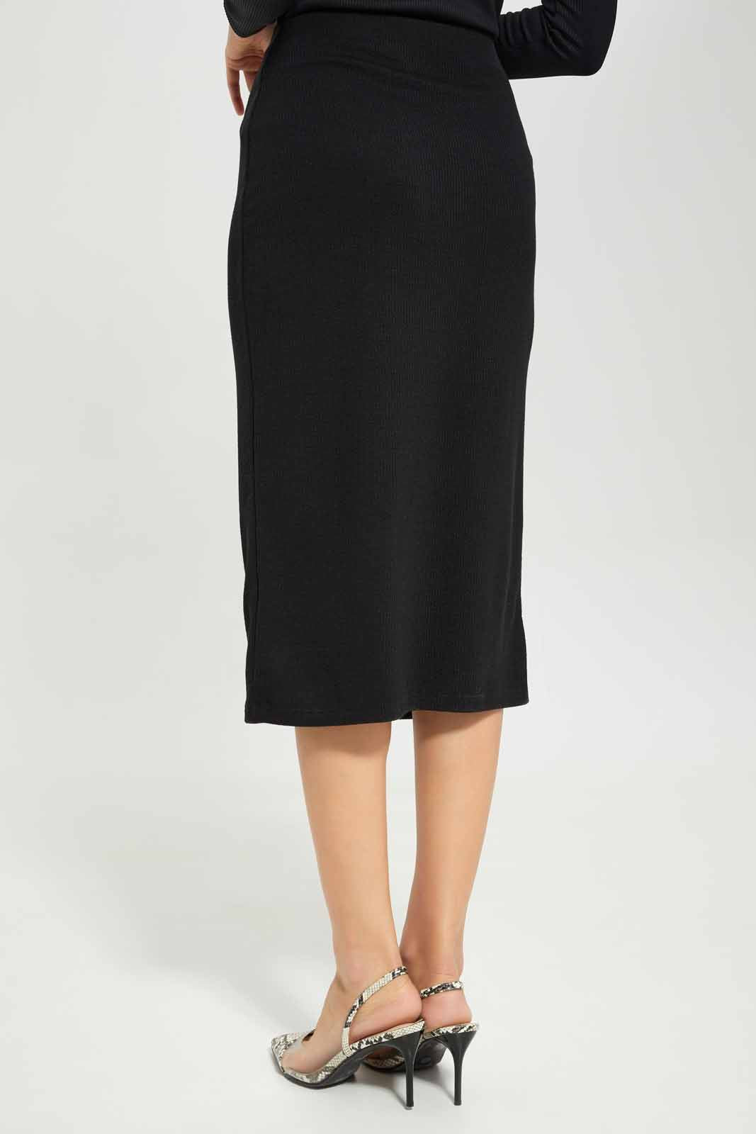 Redtag-Women-Black-Solid-Texture-Pencil-Skirt-Category:Skirts,-Colour:Black,-Deals:New-In,-Dept:Ladieswear,-Filter:Women's-Clothing,-New-In-Women-APL,-Non-Sale,-S23A,-Section:Women,-Women-Skirts-Women's-