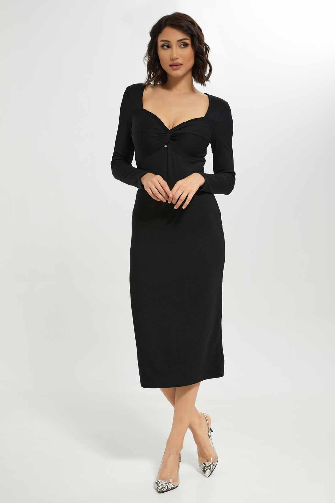 Redtag-Women-Black-Solid-Texture-Pencil-Skirt-Category:Skirts,-Colour:Black,-Deals:New-In,-Dept:Ladieswear,-Filter:Women's-Clothing,-New-In-Women-APL,-Non-Sale,-S23A,-Section:Women,-Women-Skirts-Women's-