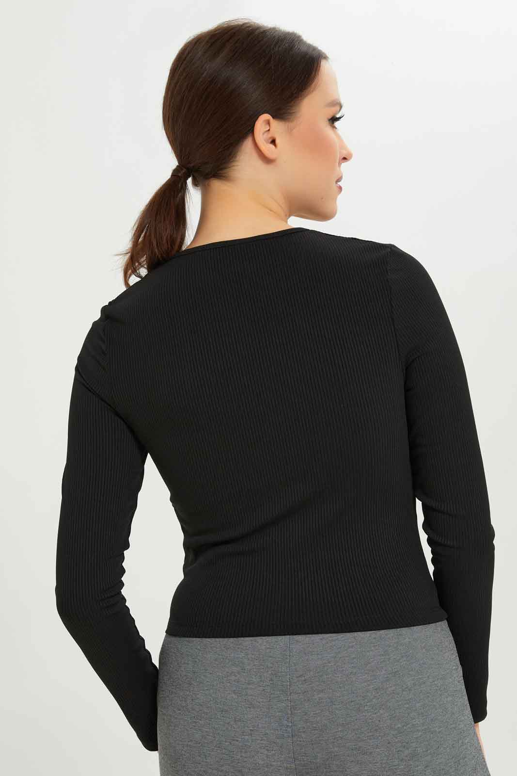 Redtag-Women-Black-Centre-Front-Ruching-Rib-Top-Category:Tops,-Colour:Black,-Deals:New-In,-Dept:Ladieswear,-Filter:Women's-Clothing,-New-In-Women-APL,-Non-Sale,-S23A,-Section:Women,-Women-Tops-Women's-