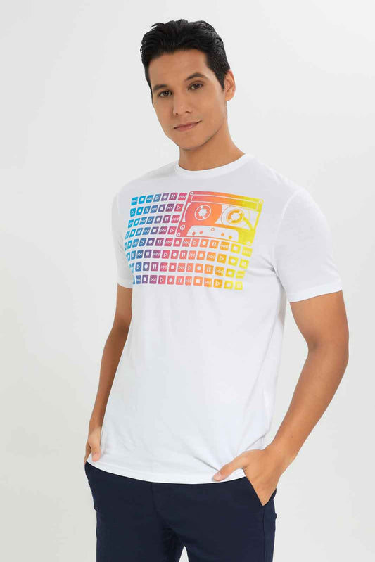 Redtag-Men-White-Graphic-T-Shirt-Category:T-Shirts,-Colour:White,-Deals:New-In,-Dept:Menswear,-Filter:Men's-Clothing,-Men-T-Shirts,-New-In-Men-APL,-Non-Sale,-S23A,-Section:Men,-TBL-Men's-