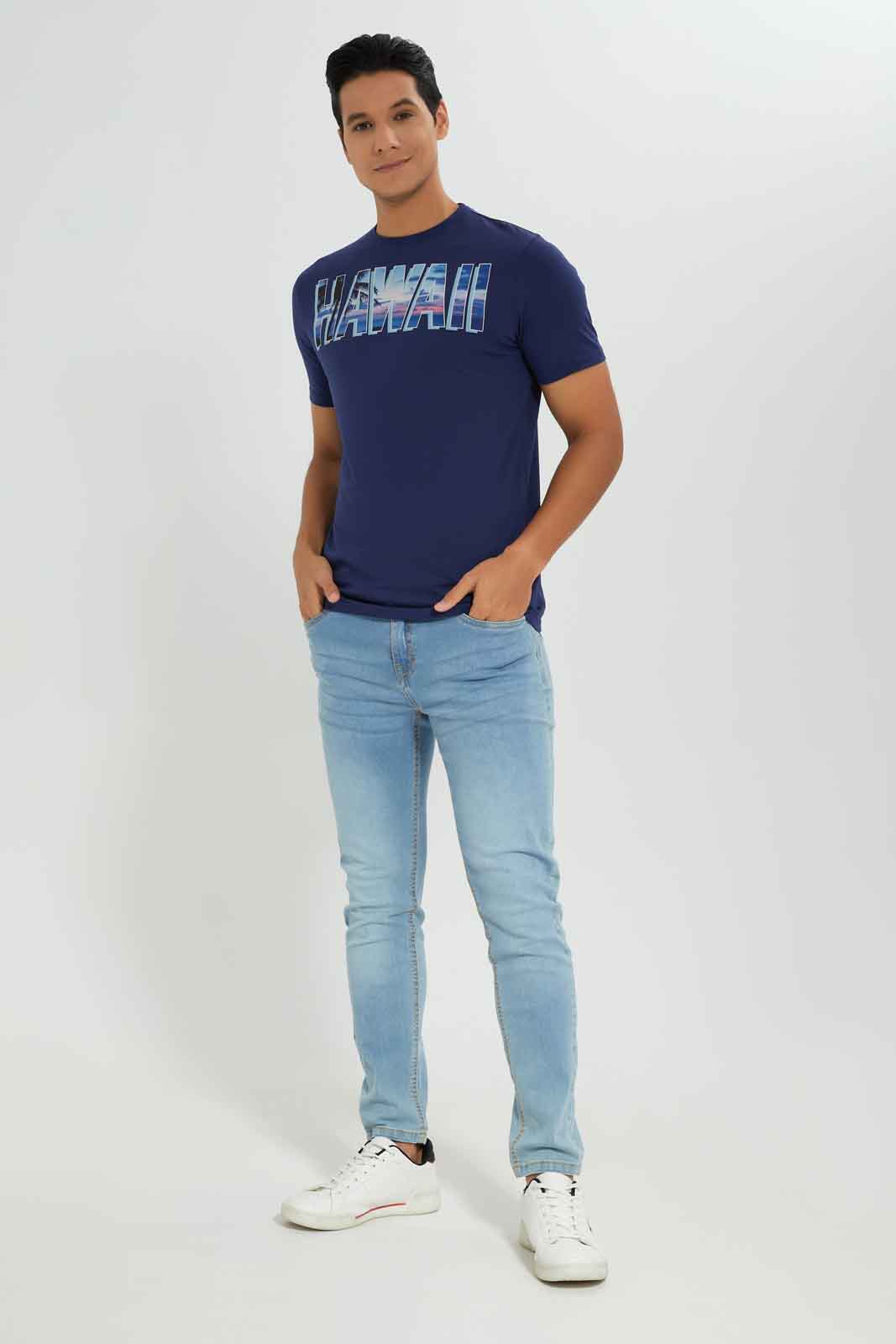 Redtag-Men-Navy-Graphic-T-Shirt-Category:T-Shirts,-Colour:Navy,-Deals:New-In,-Dept:Menswear,-Filter:Men's-Clothing,-Men-T-Shirts,-New-In-Men-APL,-Non-Sale,-S23A,-Section:Men,-TBL-Men's-