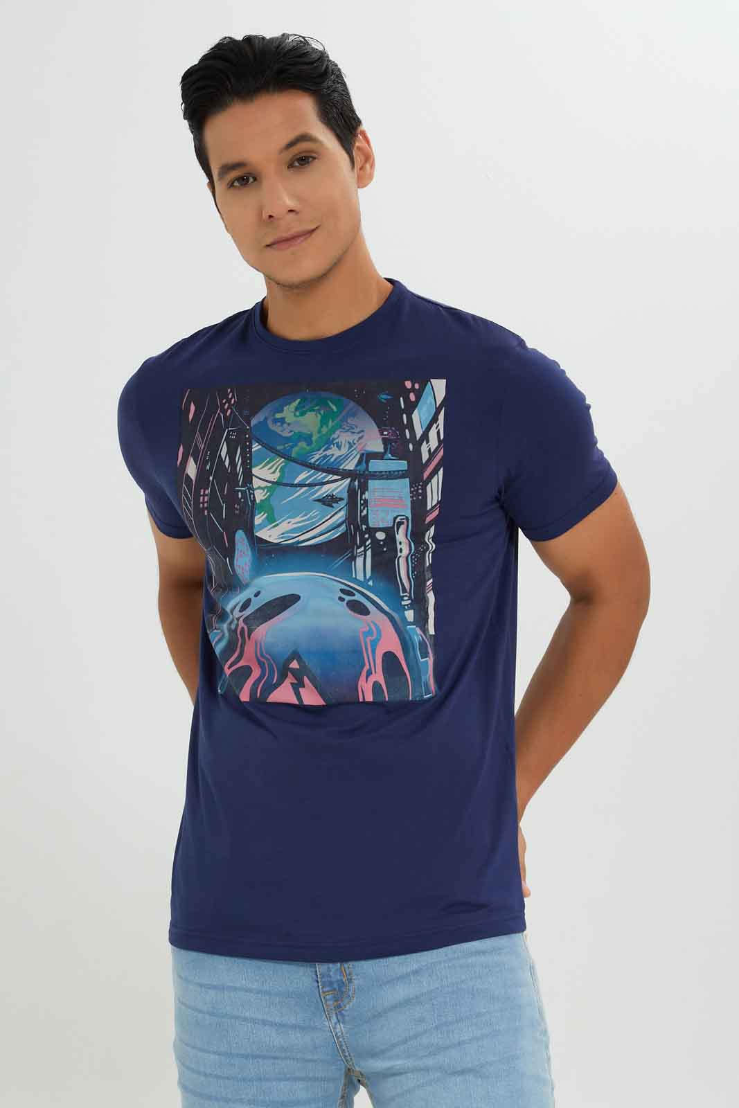 Redtag-Men-Navy-Graphic-T-Shirt-Category:T-Shirts,-Colour:Navy,-Deals:New-In,-Dept:Menswear,-Filter:Men's-Clothing,-Men-T-Shirts,-New-In-Men-APL,-Non-Sale,-S23A,-Section:Men,-TBL-Men's-