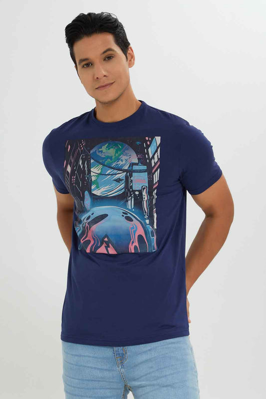 Redtag-Men-Navy-Graphic-T-Shirt-Category:T-Shirts,-Colour:Navy,-Deals:New-In,-Dept:Menswear,-Filter:Men's-Clothing,-Men-T-Shirts,-New-In-Men-APL,-Non-Sale,-S23A,-Section:Men,-TBL-Men's-